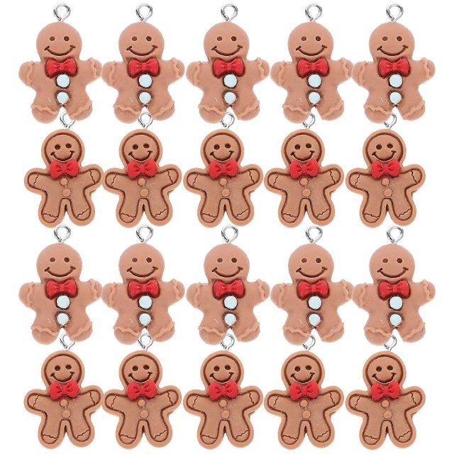 20Pcs Resin Pendants Mini Gingerbread Man Beads Gingerbread Man Charms For Jewlery Making