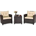 thumbnail image 1 of IdealHouse 3 Pieces Patio Furniture Set, PE Rattan Wicker 3 Pcs Outdoor Sofa Set w/Washable Cushion and Tempered Glass Tabletop, Conversation Furniture for Garden Poolside Balcony (Beige), 1 of 9