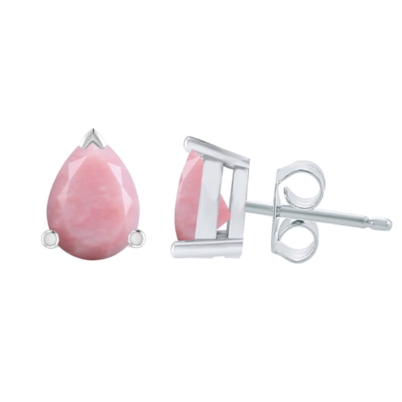 V3 Jewelry® 925 Sterling Silver with Natural Pink Opal Stud Earrings for Women