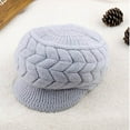 thumbnail image 3 of Gorro de esquí de nieve de lana de invierno cálido para mujer con visera (gris), 3 of 4