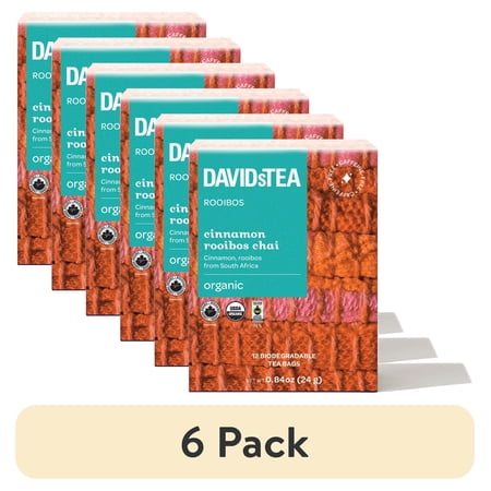(6 pack) DAVIDsTEA Organic Cinnamon Rooibos Chai Rooibos Tea 12 Tea Bags