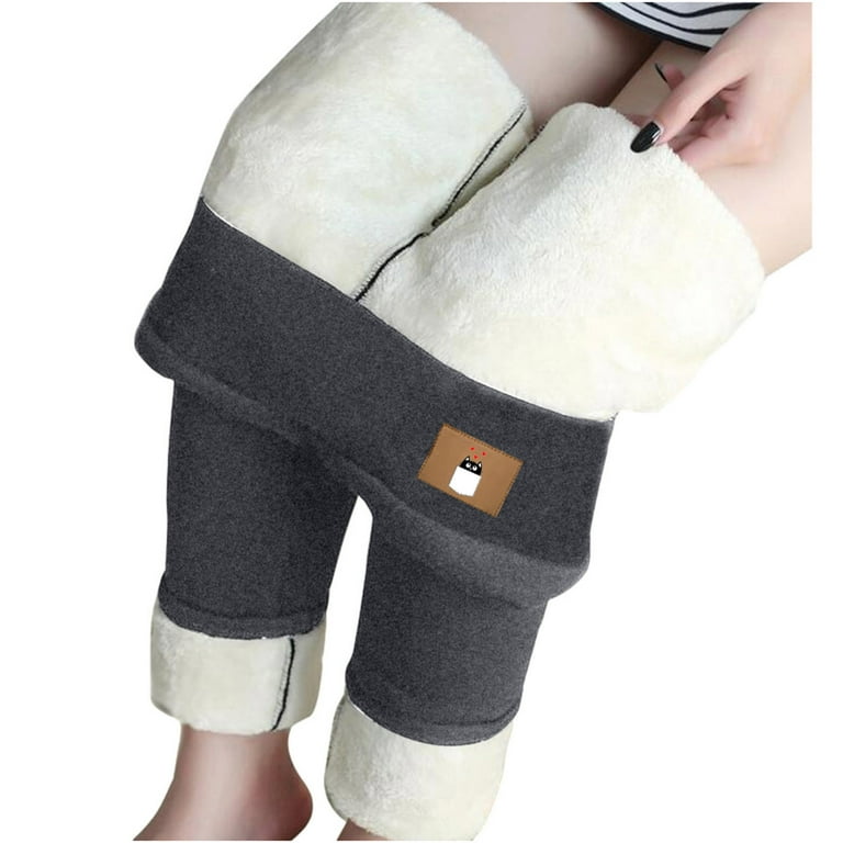 JWZUY Women's Fleece Lined Leggings Ultra Soft Winter Warm Thermal Thick  Yoga Pants Gray S