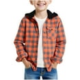 thumbnail image 2 of Teen Boys' Button-Down Shirts Plaid Hooded Long Sleeve Shirts Fall Light Jacket Boy Shirts Size 11-12 Years, 2 of 9