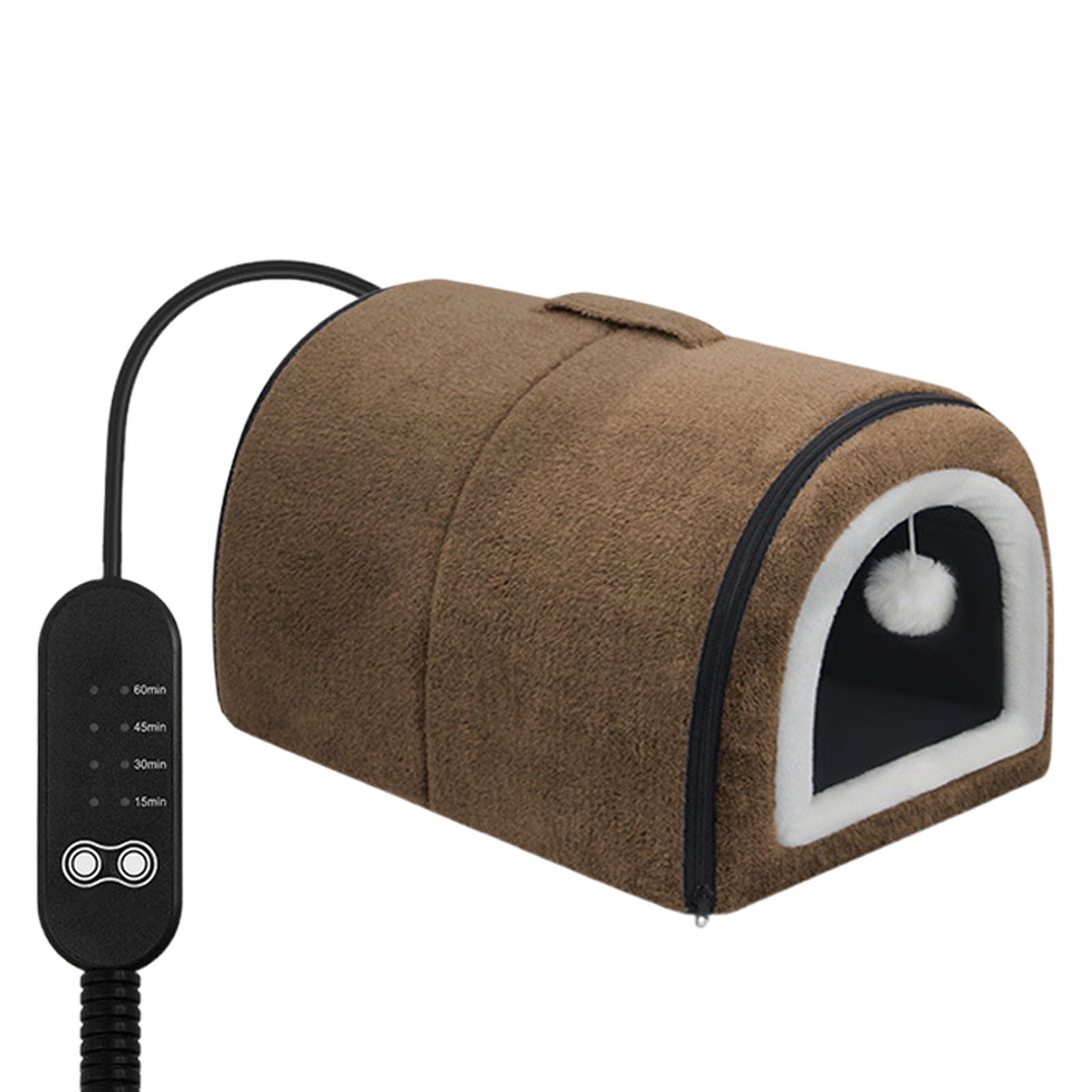 USB Heated Cat Bed for Indoor Cats-Semi-Enclosed Cat Cave with 4 Temperature Control, Arched Roof&Anti- Bottom, 2-in-1 Thermo Pet Bed for Winter,Warm Washable Bed for Cats Dogs