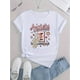 thumbnail image 2 of Camiseta Para Mujer Verano Suave Camiseta Con Cuello Redondo Para Mujer Para Caminar Por La CalleChic Pink Skull & Letter Print Women's T-Shirt - Casual Crew Neck, Short Sleeve, Stretchy Polyester B, 2 of 6