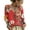 Red, variant on Polka Dot Lace Up Blouse Women's V-Neck Abstract Geometric Print Beach Vacation Clothes