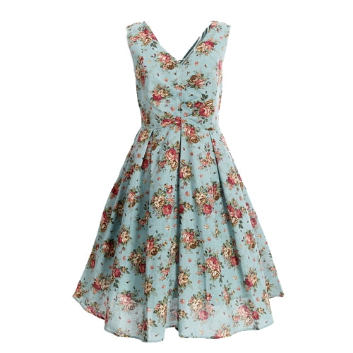 Cotton&Linen Sleeveless V Neck Slim Fit Retro Dress