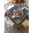 thumbnail image 6 of Blue Burnt Orange Boho Table Cloth, Antique Southwestern Tribal Waterproof Tablecloth for Square Tables, Reusable Washable Fabric Table Cover for Restaurant Kitchen Dining Tables 54"x54", 6 of 6