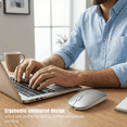 thumbnail image 5 of VerdeVida Bluetooth 5.2 Wireless Mouse — Rechargeable Silent-Click Mouse for MacBook, Laptop, PC, iPad, Chromebook, Windows 11/10/8 — Slim Portable Travel Mouse, 1600 DPI, Multi-Device, Silver, 5 of 7