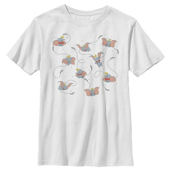 Boy's Dumbo Magic Feather Learning To Fly  Graphic Tee White Small