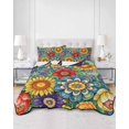 thumbnail image 2 of Quilt King Size Bedding Set, Boho Colorful Floral Reversible Summer Quilt 3 Pieces, Spring Flower Botanical Sunflowers Plant Lightweight Bedspreads Coverlets with 2 Pillow Shams for All Seasons, 2 of 5