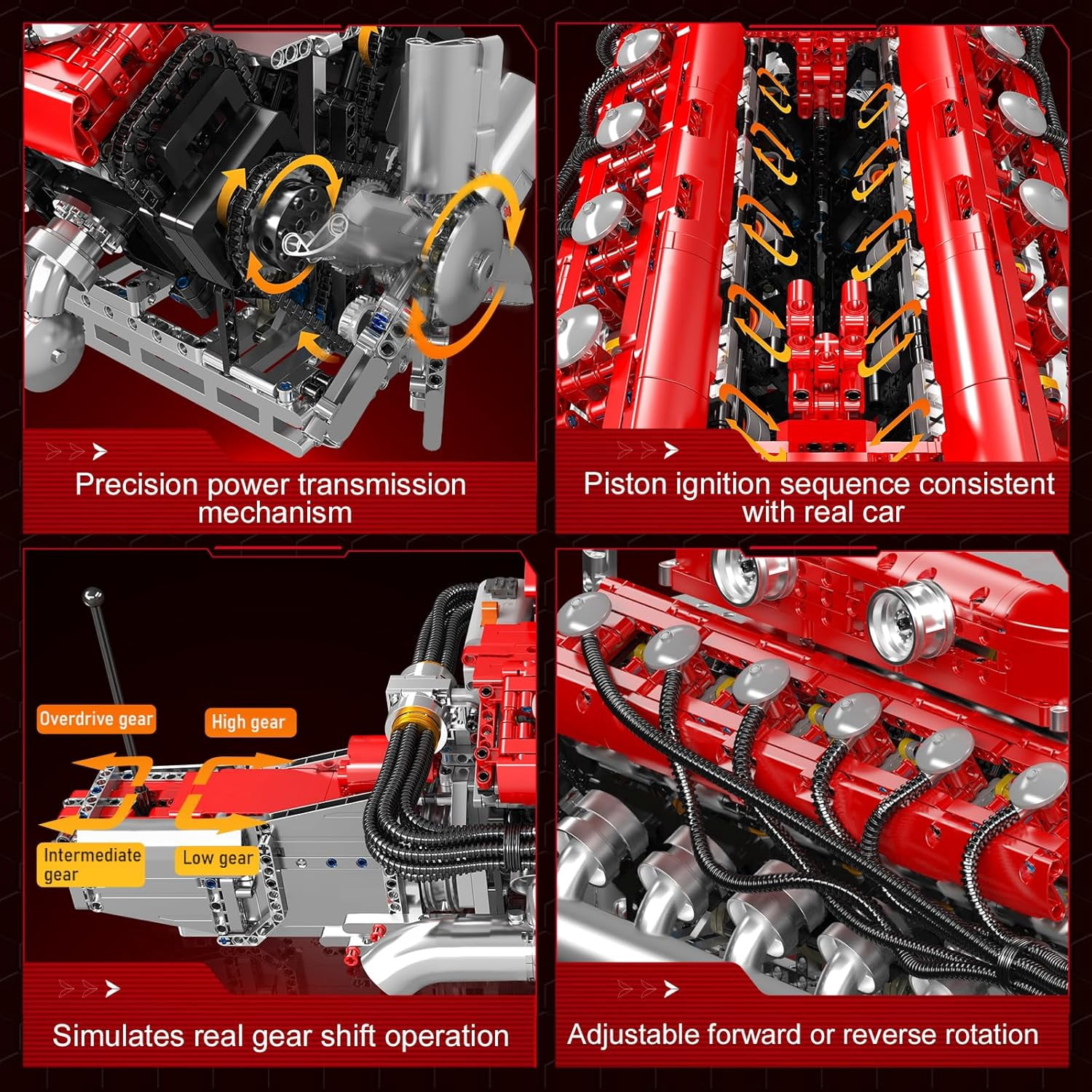 Engine Model Kit That Runs, MOC Engineering Model Building Kit with L Motor AA Battery Box, 3472 PCS STEM Engineering Building Blocks for Adults