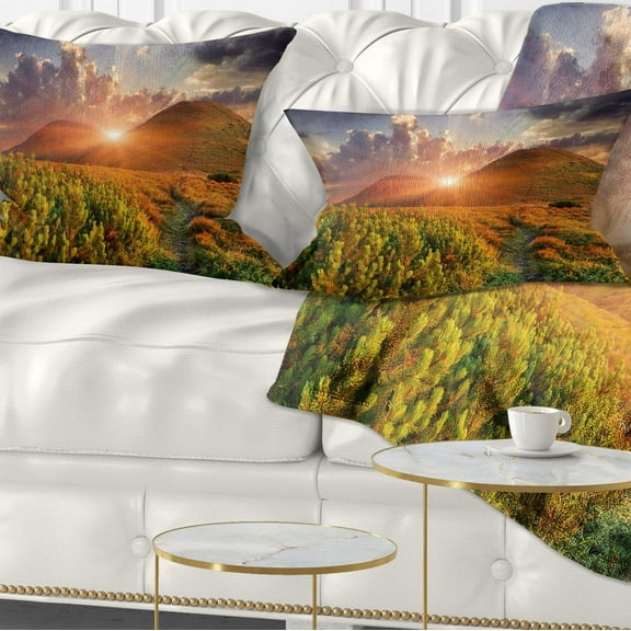 Designart Colorful Fall Landscape in Mountains - Landscape Printed Throw Pillow - 12x20