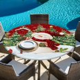 thumbnail image 6 of Red Snowman Christmas Round Tablecloth, Fitted Table Cover with Elastic for 45"-54" Round Tables, Green Xmas Tree Snowflake Winter Table Cloth Outdoor Indoor Dinning Party Waterproof Tablecloths, 6 of 7