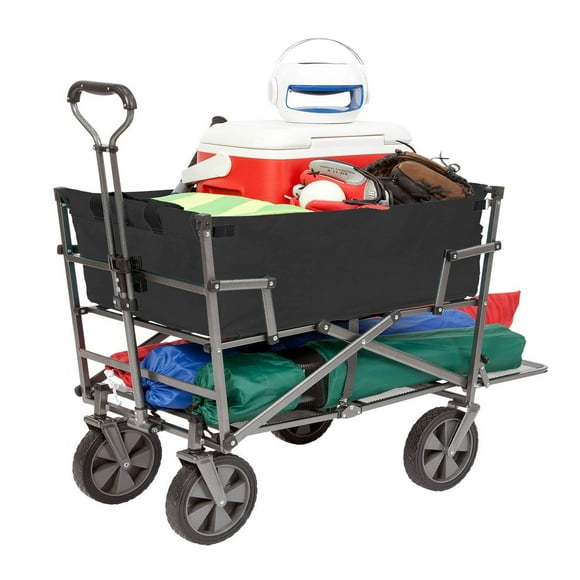 Mac Sports Double Decker Collapsible Outdoor Cart Utility Garden Wagon, Black