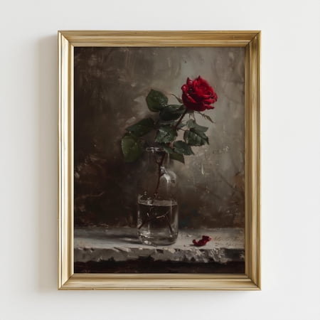 Valentines Red Rose Romantic Floral Decor Wall Art