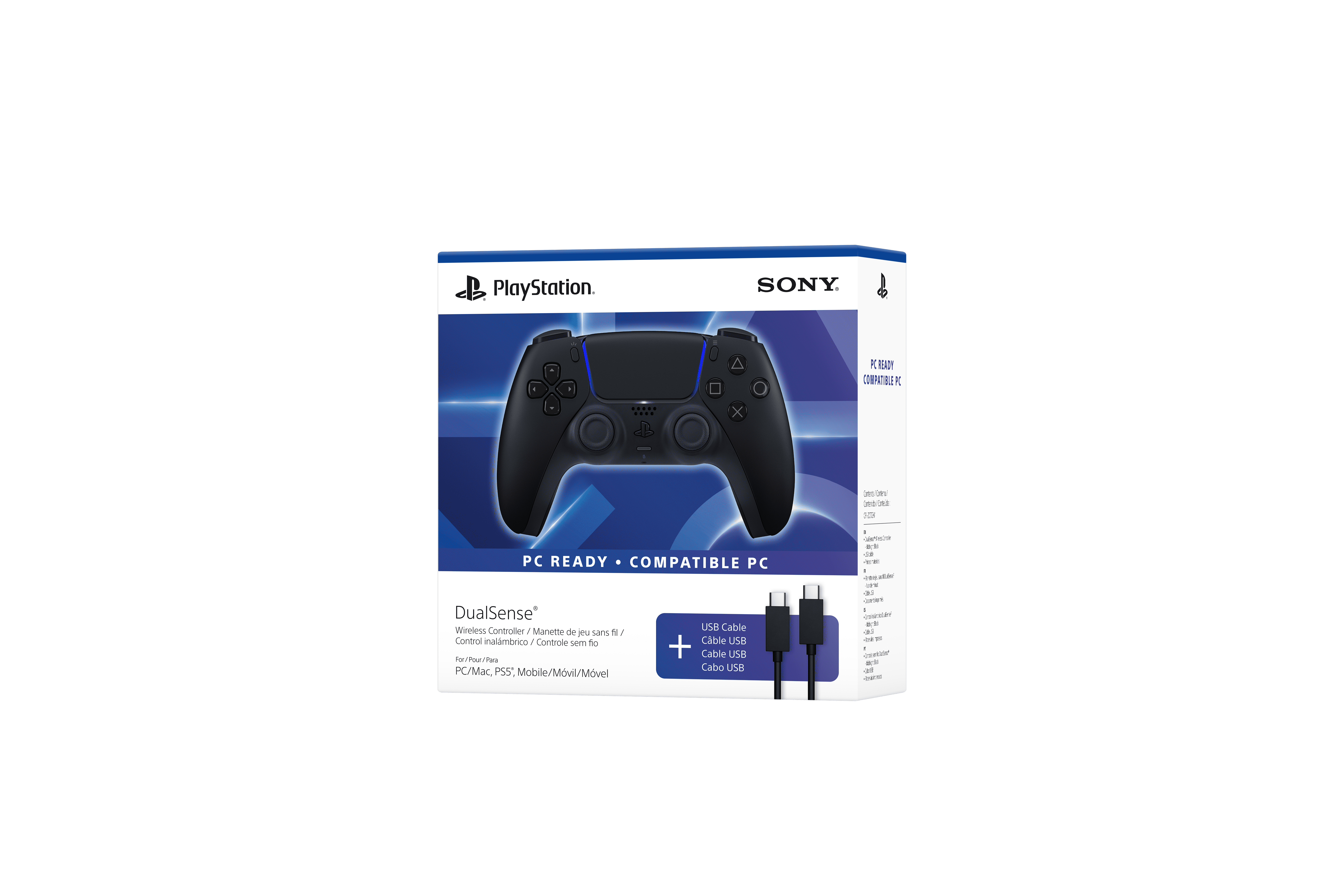 DualSense Wireless Controller – Midnight Black + USB Cable, PC