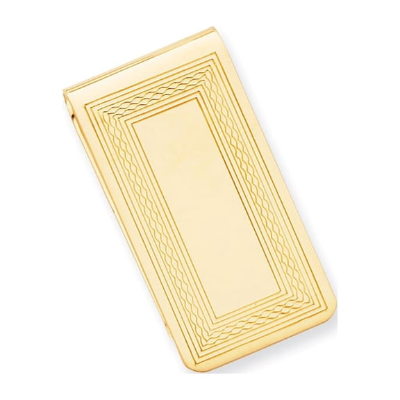 Gold-plated Kelly Waters Patterned Border Money Clip; for Adults and Teens; for Women and Men