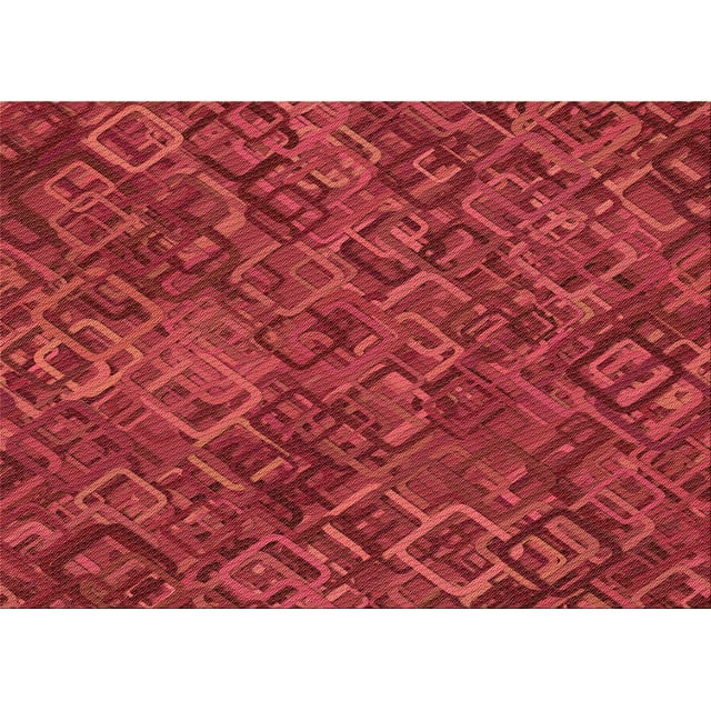 Ahgly Company Tapis d'Intérieur Rectangulaire Rouge Lavable en Machine, 8 Pieds x 12 Pieds