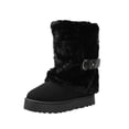 thumbnail image 3 of Fur Boots,Womens Winter Boots,Women's Faux Fur Mid Calf Snow Boots - Round Toe Suede Warm Fur Lined Platform Flat Comfort Outdoor Winter Fashion Boots(Black 39), 3 of 9