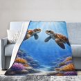 thumbnail image 3 of Sea Turtle Ocean Throw Blanket, Soft Cozy Decorative Blanket for Sofa Couch Bed, Elegant Underwater Home Decor 80x60, 3 of 6