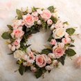 thumbnail image 5 of Corona de flores artificiales/guirnalda de flores artificial hecha a mano flores rosas guirnalda para Feliz Sencillez, 5 of 5