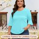 thumbnail image 5 of Camiseta Blingfit para mujer, manga 3/4, talla grande, verde claro, XL, 5 of 5