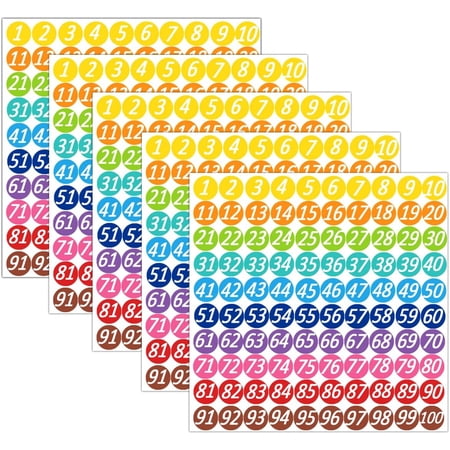 800Pcs 1-100 Numbers Stickers for DIY Scrapbooking 3/4inch Consecutive Number Decorations Labels for Inventory