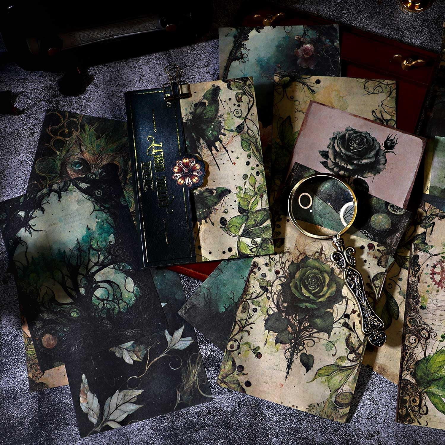 80 Sheets Gothic Scrapbook Paper, Vintage Junk Journal Supplies for Scrapbooking Kit, Magic Decorative Paper for Journaling Book Pages, Dark Academia Wall Decor for Room Decorations