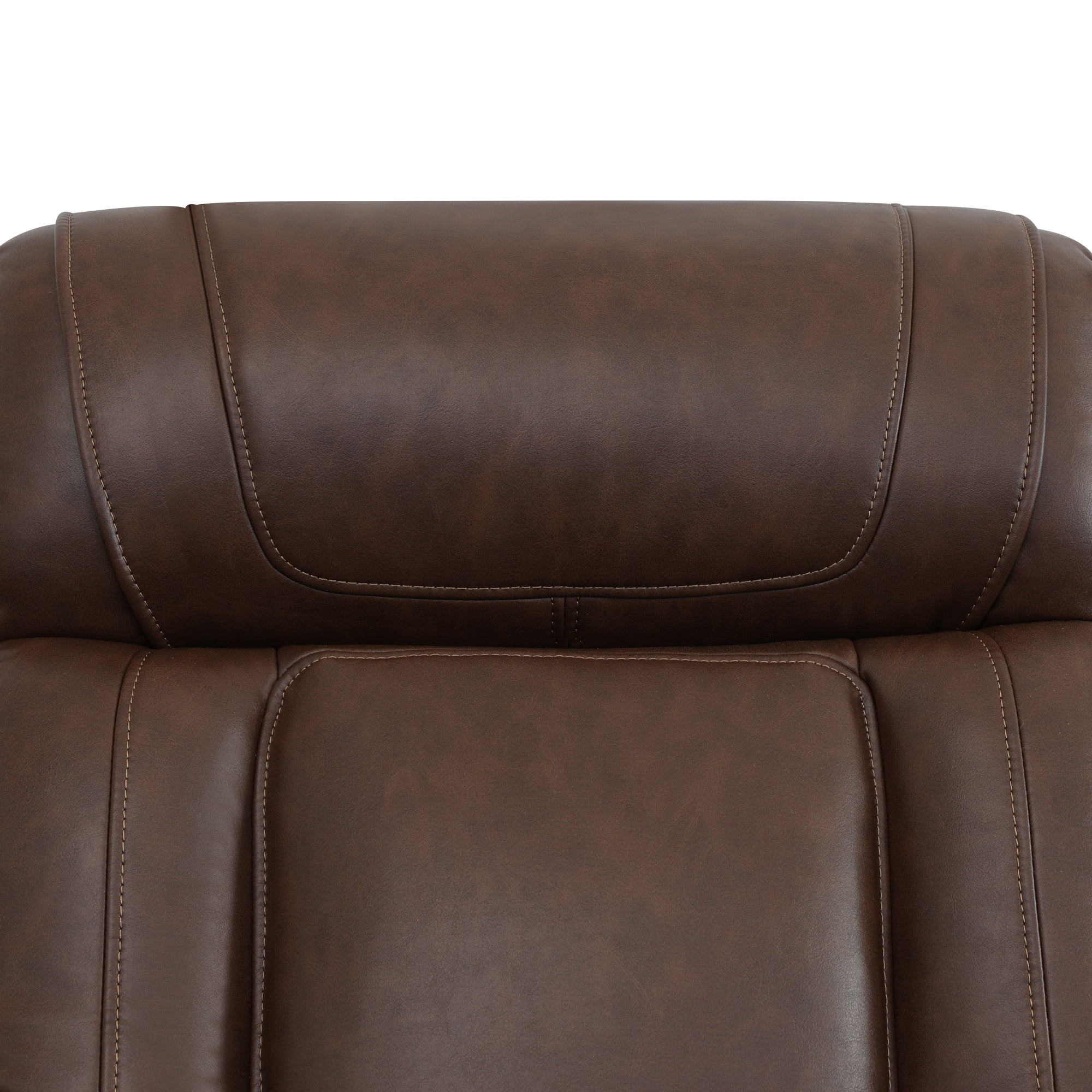 Gewnee 3‑Seater Power Recliner Sofa, Air Leather, USB & Type‑C Wireless Charging, Armrest Storage, Flip‑Up Tea Table, LED Light, Home Theater Seating for Living Room，Reddish-brown