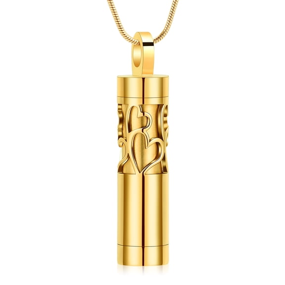Hollow Cylinder Urn Necklace for Ashes Vial Cremation Jewelry for Women Men Memorial Keepsake Locket Necklace