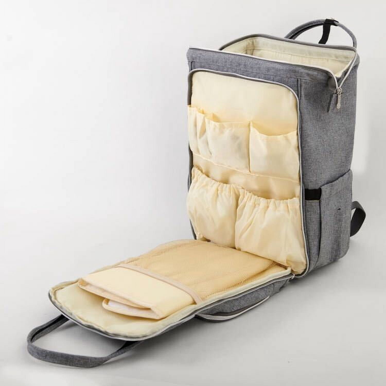 Sunveno Open Wide Diaper Bag Large Capacity Backpack with Changing Pad, Grey