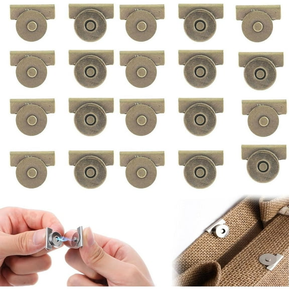 10 Pairs Magnetic Snaps for Fabric,Snap Buttons Metal Seamless Magnetic Buckle Clasp for Bags,Clothing,DIY Crafts, No-Sewing Clip Closures Purse Clasps,Heavy Duty Metal Snap Fasteners(Bronze-colored)