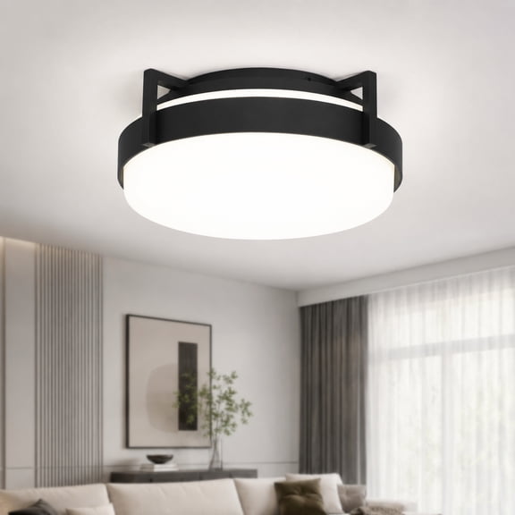 TICOZE 15 Inch Black Integrated LED Flush Mount for Bedrooms, Living Rooms, Kitchens, Hallways, 1150 Lumens 25W, 5CCT Selectable 2700K,3000K,3500K,4000K,5000K, Dimmable