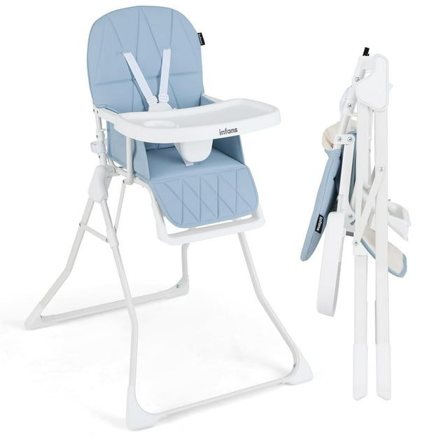 OLAKIDS Baby High Chair, Quick Folding Portable Highchair for Babies and Toddlers with Adjustable Footrest Removable Dishwasher Tray PU Seat, Compact Highchairs for Baby Age 6-36 Months