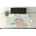 thumbnail image 2 of Animal Computer Mouse Pad, Hipster Fox Glasses and Scarf Drinking Coffee Hippie Illustration, Rectangle Non-Slip Rubber Mousepad X-Large, 35" x 15" Gaming Size, Coral Mint Green, by Ambesonne, 2 of 2
