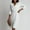 White, variant on Women Dresses Solid Color V-neck Fold Three Quarter Sleeve Behind Invisible Zipper Retract Your Waist Skirt Slit Dress