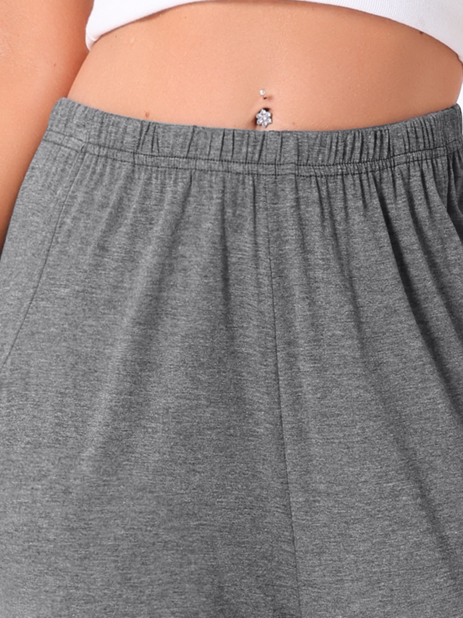 DARING DIVA Women's Elastic Waist Wide Leg Lounge Pants S Grey