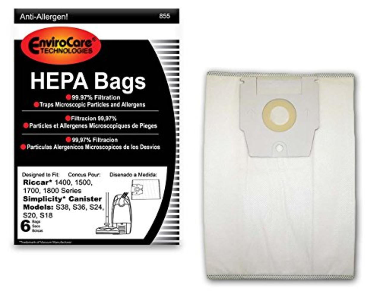 EnviroCare 18 Riccar Moonlight Simplicity Type Z HEPA Vacuum Cleaner Bags 