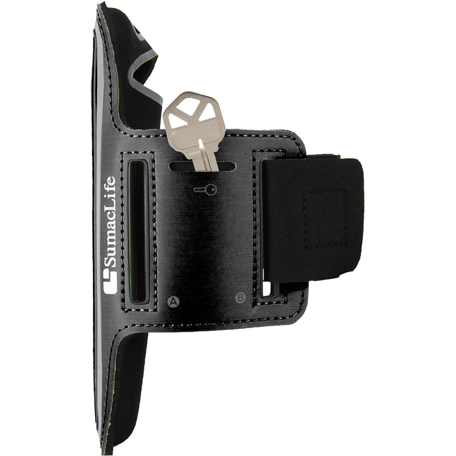 SumacLife Neoprene Adjustable Training Armband With Key Slot for Phones 4.25–4.5 Inch Screens, Black