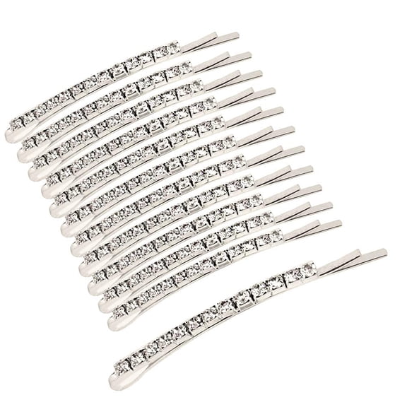 TUWAFE 12 Pieces Rhinestone Bobby Pins, Silver Metal Hair Clips Bobby Pins Crystal Hair Pin for Prom Bridal Wedding Hair Accessories Gift Stocking Stuffers for Women Girls