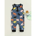 thumbnail image 2 of Biekopu Baby Boys Girls Romper, Sleeveless Round Neck Dinosaur Printed Patchwork One Piece Summer Romper, 2 of 8