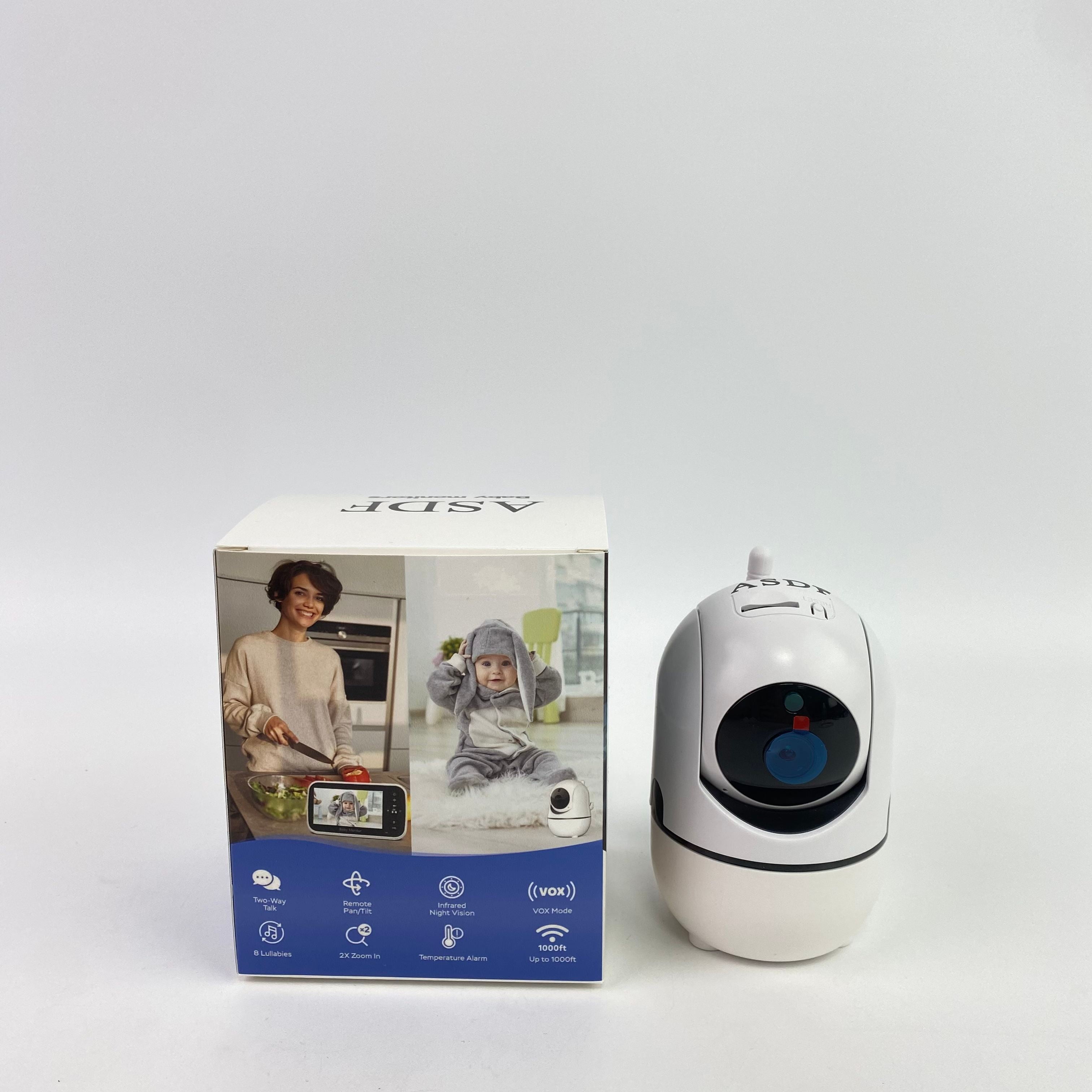 ASDF Baby monitors with Camera and Audio - No WiFi, Remote Pan-Tilt-Zoom, Night Vision, Temperature Sensor, 2-Way Talk, 8 Lullabies, 30-Hour Battery Life，960ft Long Range