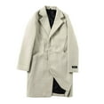 thumbnail image 2 of Clearance! Delayuji Mens Vests Outerwear Super Fashion Woolen Trench Cmen's British Style Solid Color Long Coat Fashionable Warm Woolen Overcoat Winter Vest for Men White Xl, 2 of 8