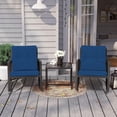 thumbnail image 2 of 3-Piece Outdoor Wicker Patio Furniture Set, All-Weather Rattan Conversation Bistro Set with Blue Cushions & Glass-Top Side Table, for Patio, Backyard, Balcony, Porch, 2 of 5