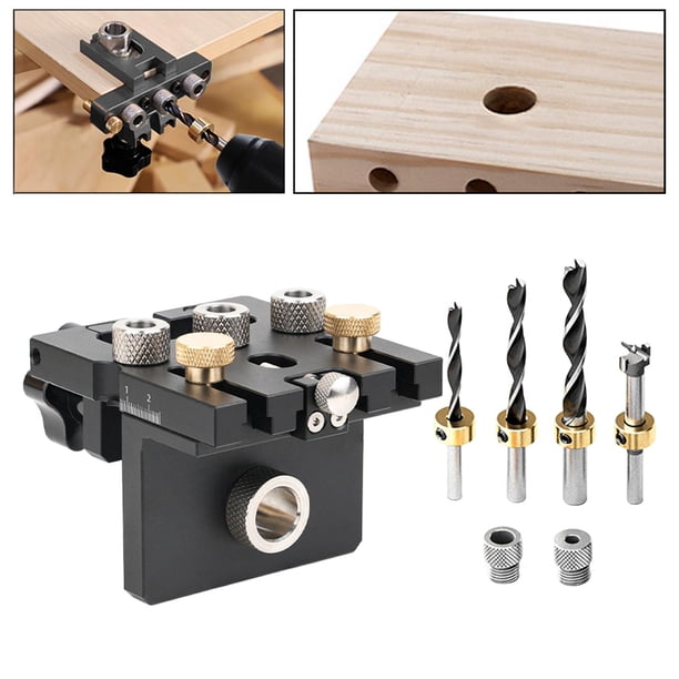 Kit de plantilla para espigas 3 en 1, punzón, rueda excéntrica, conector, abridor de agujeros para madera, herramienta de unión, guía de taladro, carp Orificio lateral negro de 12 mm