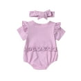 thumbnail image 3 of Bagilaanoe Newborn Baby Girl Boy Rompers Letters Print Short Sleeve Bodysuits + Headband 3M 6M 12M 18M Infant Casual One Piece Short Jumpsuit, 3 of 8