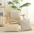thumbnail image 6 of Tan Pillow Covers Decorative Farmhouse Linen Throw Pillow Covers Striped Square Throw Pillows for Couch Sofa Bed Pack of 2 18x18 in Cream and Beige, 6 of 6