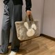 thumbnail image 5 of Bolsa De Felpa Bolso de mano de felpa de invierno lindo conejito para mujeres y niñas (caqui), 5 of 6