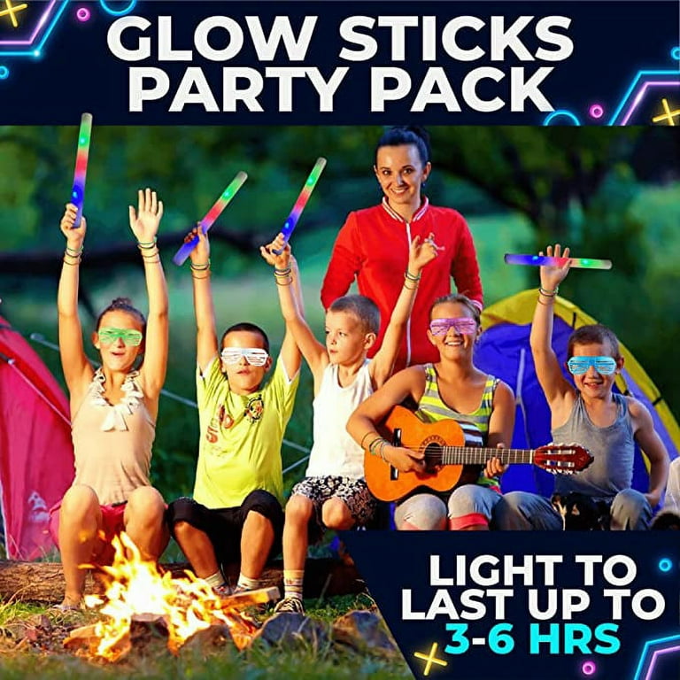 136PCS Glow in the Dark Party Supplies, Wedding Light Up Party Favors,  24PCS 16 Foam Glow Sticks, 12PCS LED Glasses and 100PCS Glow Sticks  Bracelets